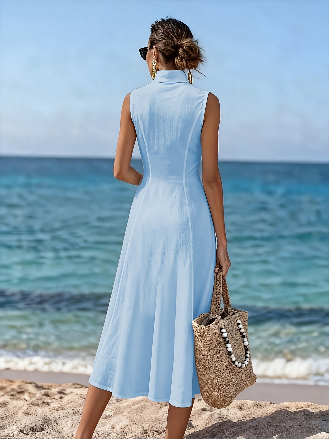 Ninon | Robe Longue Sans Manches, Col en V