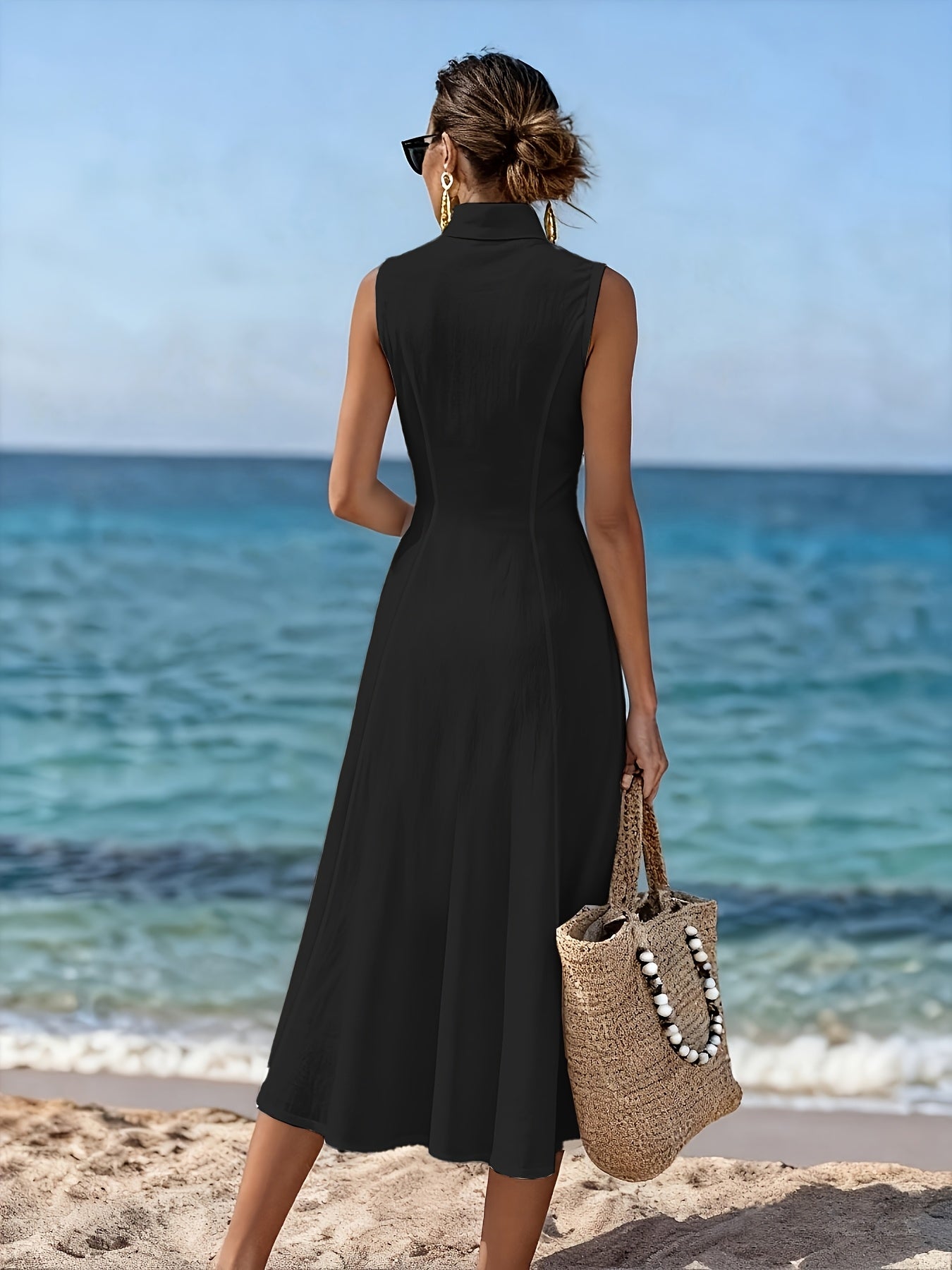 Ninon | Robe Longue Sans Manches, Col en V