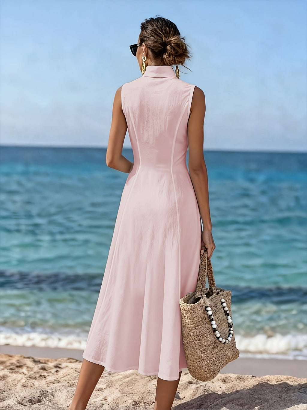 Ninon | Robe Longue Sans Manches, Col en V
