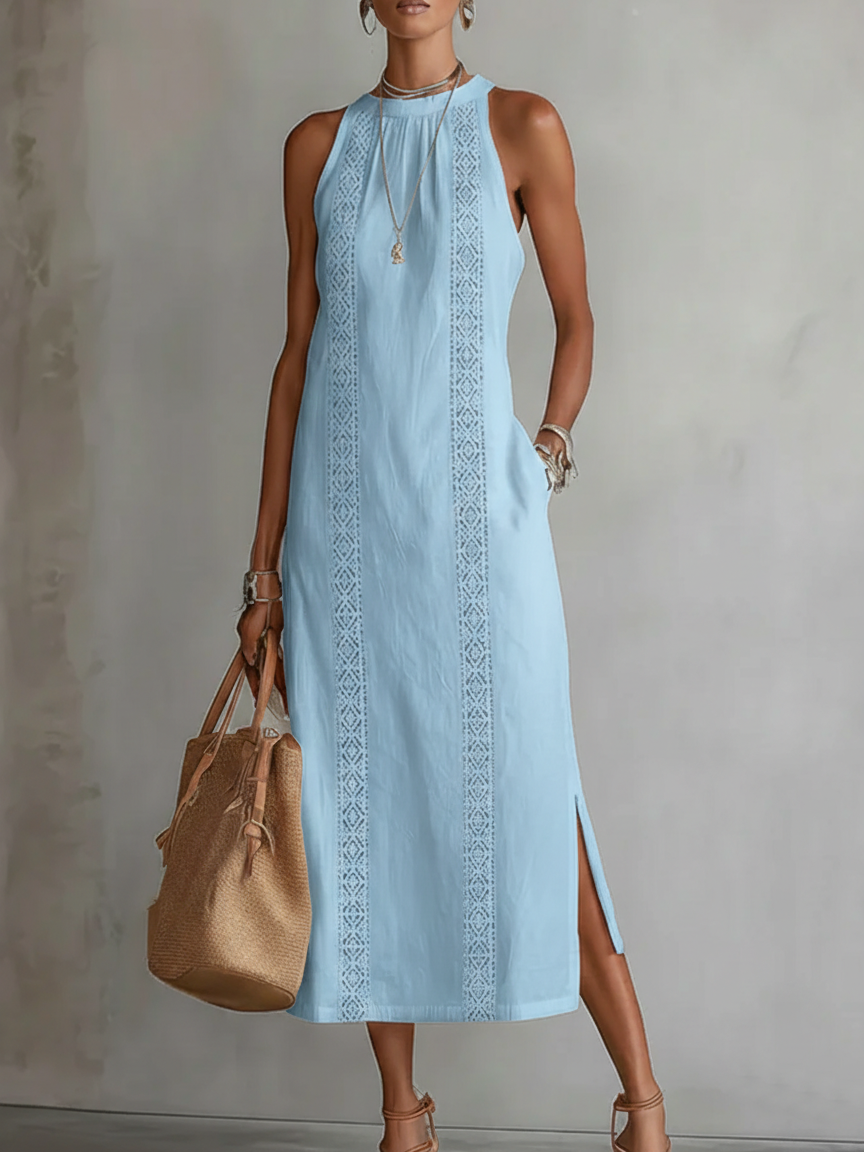Amandine | La robe longue blanche en lin élégante