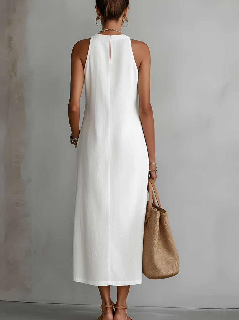 Amandine | La robe longue blanche en lin élégante