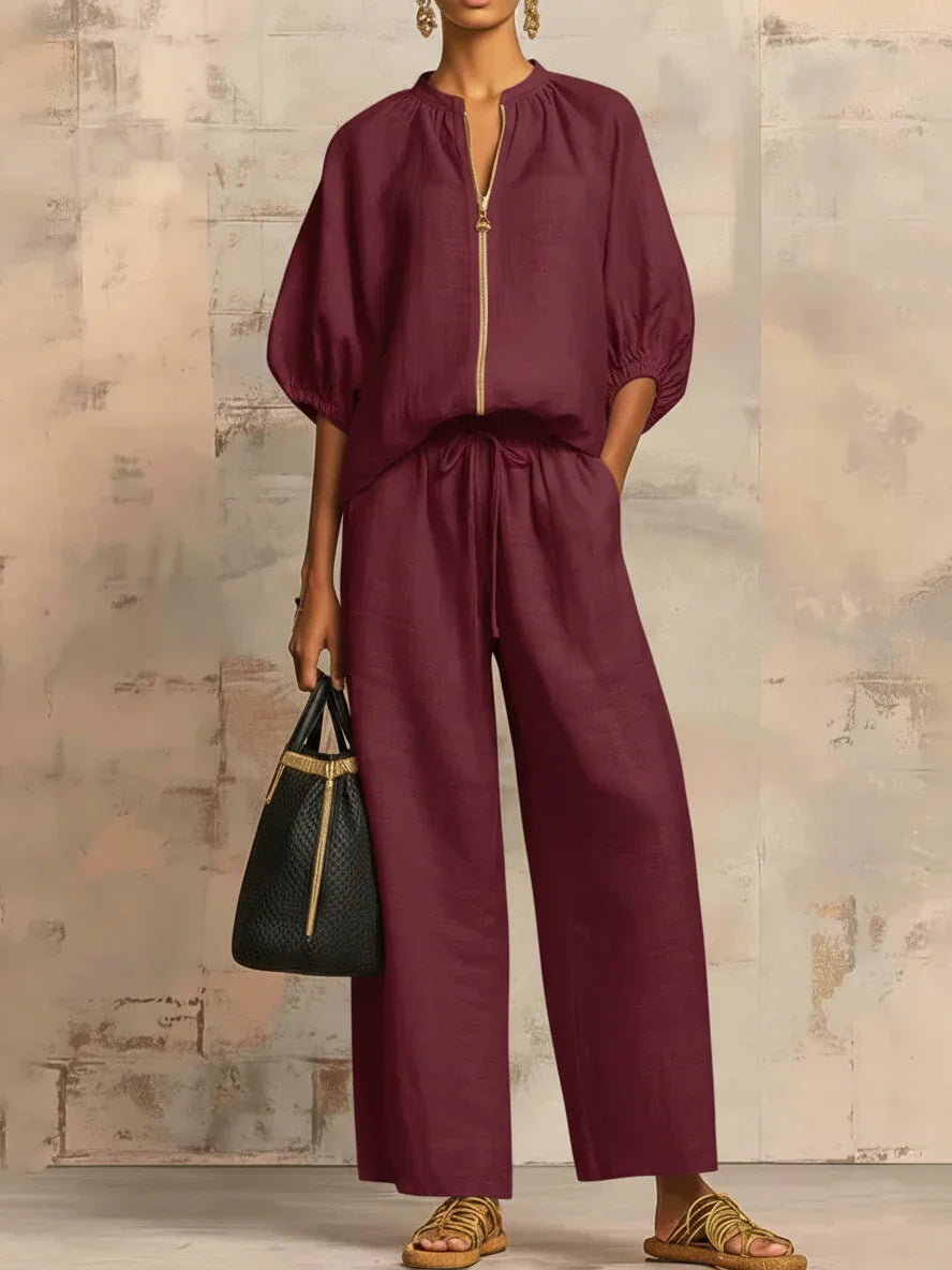 Léa | Ensemble deux pièces : Chemise décontractée et pantalon large