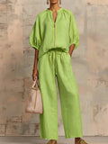 Léa | Ensemble deux pièces : Chemise décontractée et pantalon large