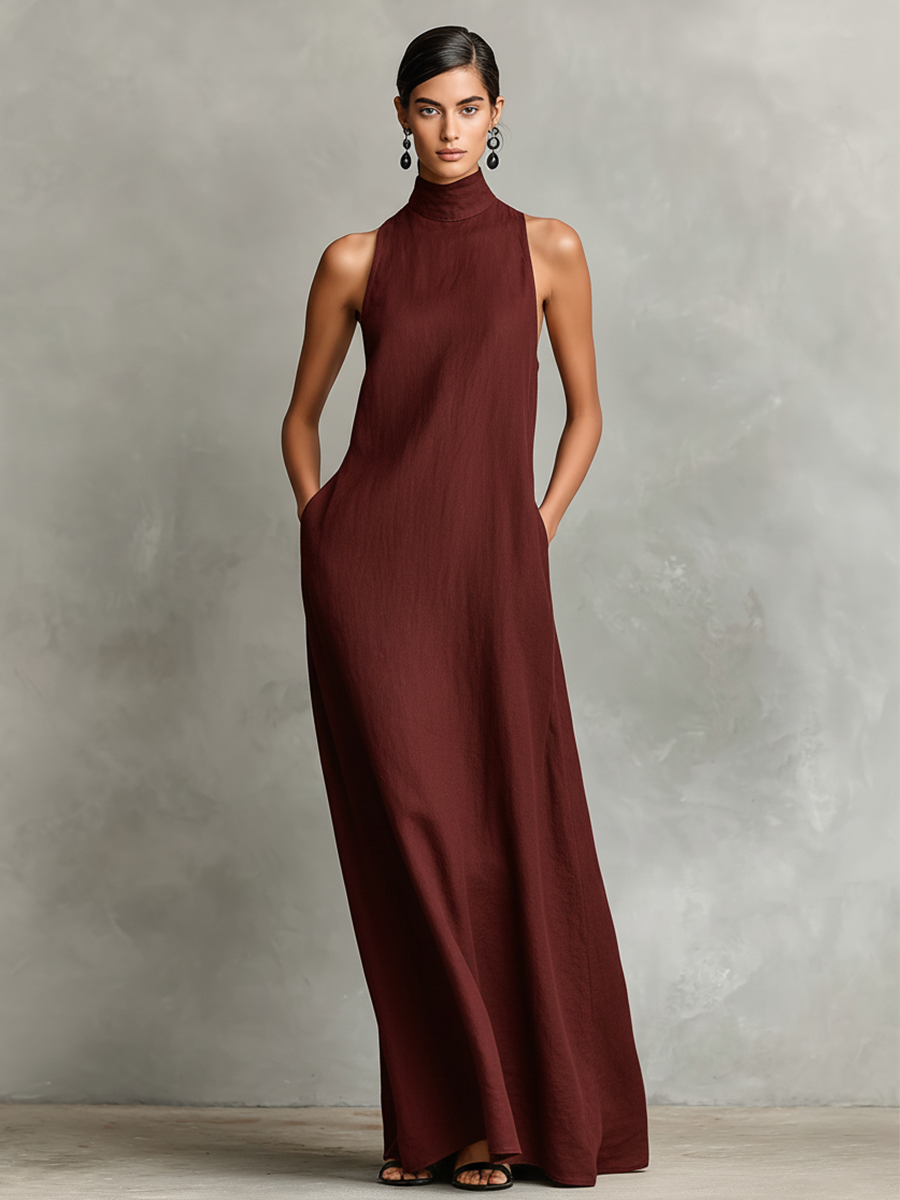 Catherine™ | Robe longue noire minimaliste